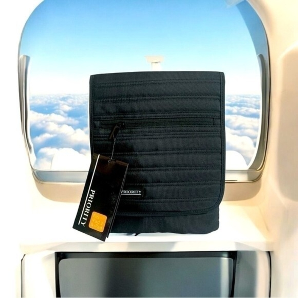 Unisex PRIORITY Black Nylon Crossbody iPad Travel Everyday Bag NWT